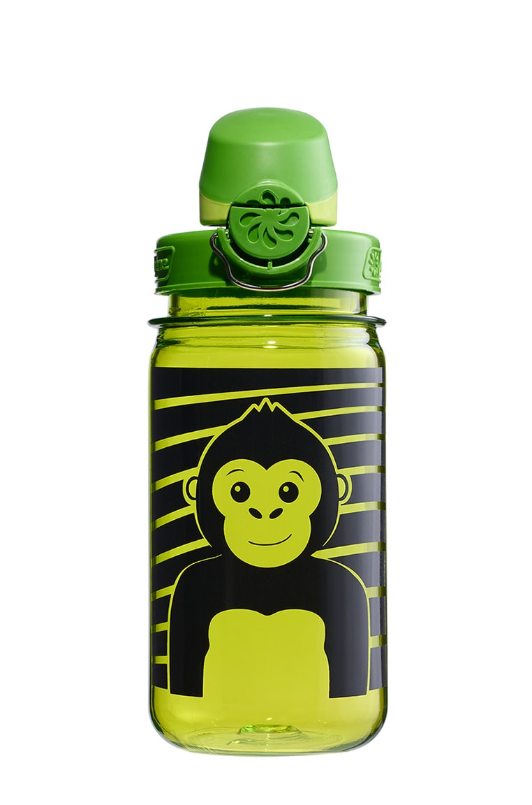 12oz On-The-Fly Kids Lock-Top Bottle with Graphics - Striped Monkey Print